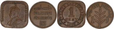 1 Mil 1927 KM 1 Straits Settlements - 1 Cent 1920 KM 32 2 ks