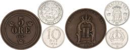 25 Öre 1907 EB; 10 Öre 1950 TS; 5 Öre 1897 3 ks