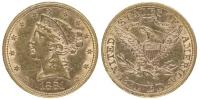 5 Dolar 1881 - hlava Liberty